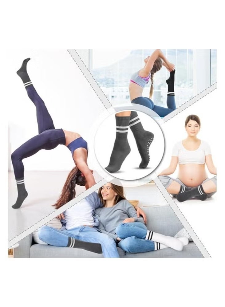 DELGREEN 3 Pairs Yoga Socks For Women，Non Slip Socks Pilates Socks For Yoga,Pilates， Ballet, Dance, Workout, Hospital - Image 5