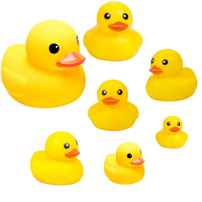 CICITOYWO Yellow Rubber Ducks 7pcs Preschool Large Bath Toys Bathtub Floating Squeaky Duckies Gift for Baby Shower Infants Kids Toddler Party Decoration Medium