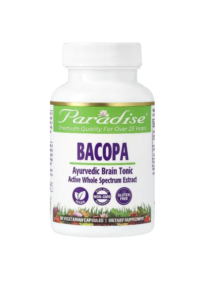 Paradise Herbs Paradise Herbs, Bacopa, 250 mg, 60 Vegetarian Capsules  - Image 1