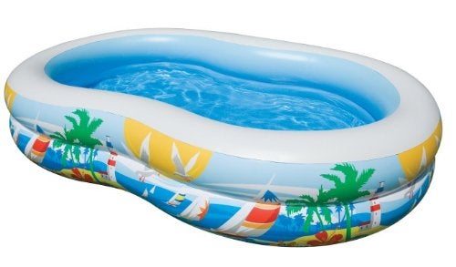 Intex Swim Center Inflatable Paradise Seaside Kids Swimming Pool, Blue - Image 2