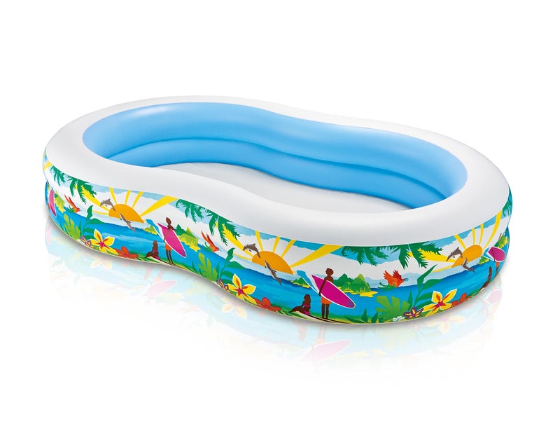 Intex Swim Center Inflatable Paradise Seaside Kids Swimming Pool, Blue - Image 1