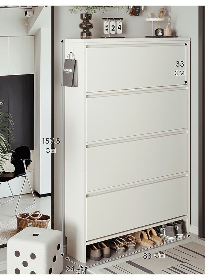 إن كي أكس خزانة أحذية متعددة الطبقات للمدخل، ٨٣*١٥٧.٥*٢٤ سم، لون أبيض - Image 2