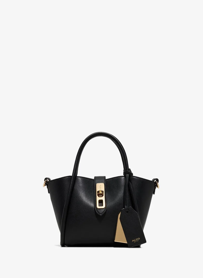 Aldo Womens Black Turn Lock Satchel Bag