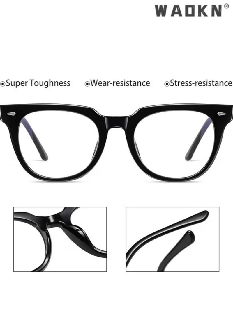WAOKN Unisex Business Square  Blue Light Blocking Glasses for Women and Men, Butterfly Filter Blue-light Eyewear Matte Black TR90 Metal Ultra Light  Full Rim Frame ，TV PC Computer Fashion Gaming Glass,Anti Eye Eyestrain UV 400 Protection Reading Gaming Glasses, Black - Image 3