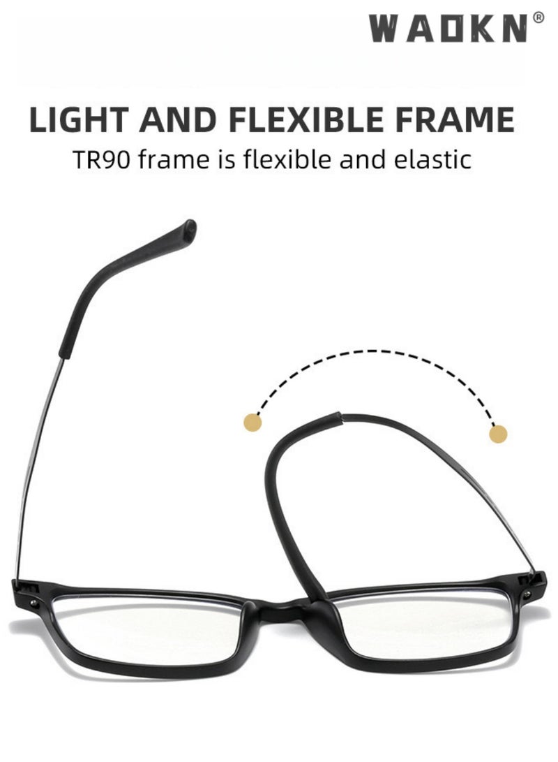 WAOKN Unisex Business Square  Blue Light Blocking Glasses for Women and Men, Butterfly Filter Blue-light Eyewear Matte Black TR90 Metal Ultra Light  Full Rim Frame ，TV PC Computer Fashion Gaming Glass,Anti Eye Eyestrain UV 400 Protection Reading Gaming Glasses, Black - Image 4