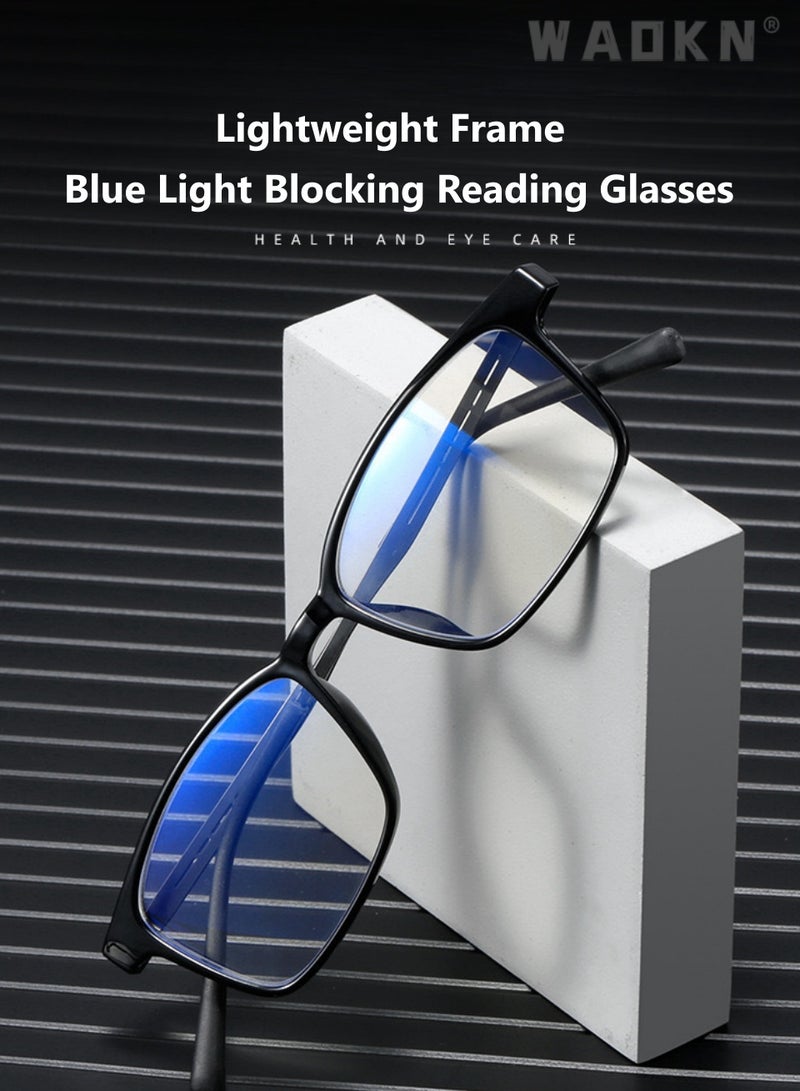 WAOKN Unisex Business Square  Blue Light Blocking Glasses for Women and Men, Butterfly Filter Blue-light Eyewear Matte Black TR90 Metal Ultra Light  Full Rim Frame ，TV PC Computer Fashion Gaming Glass,Anti Eye Eyestrain UV 400 Protection Reading Gaming Glasses, Black - Image 2