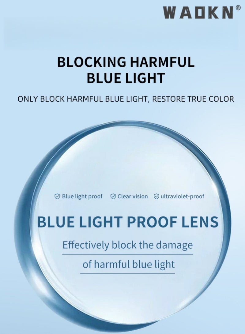 WAOKN Unisex Business Square  Blue Light Blocking Glasses for Women and Men, Butterfly Filter Blue-light Eyewear Matte Black TR90 Metal Ultra Light  Full Rim Frame ，TV PC Computer Fashion Gaming Glass,Anti Eye Eyestrain UV 400 Protection Reading Gaming Glasses, Black - Image 5