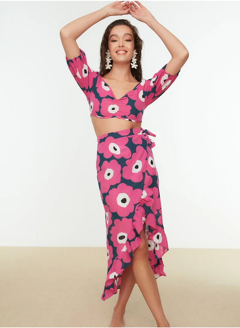 trendyol Floral Print Top & Skirt Set