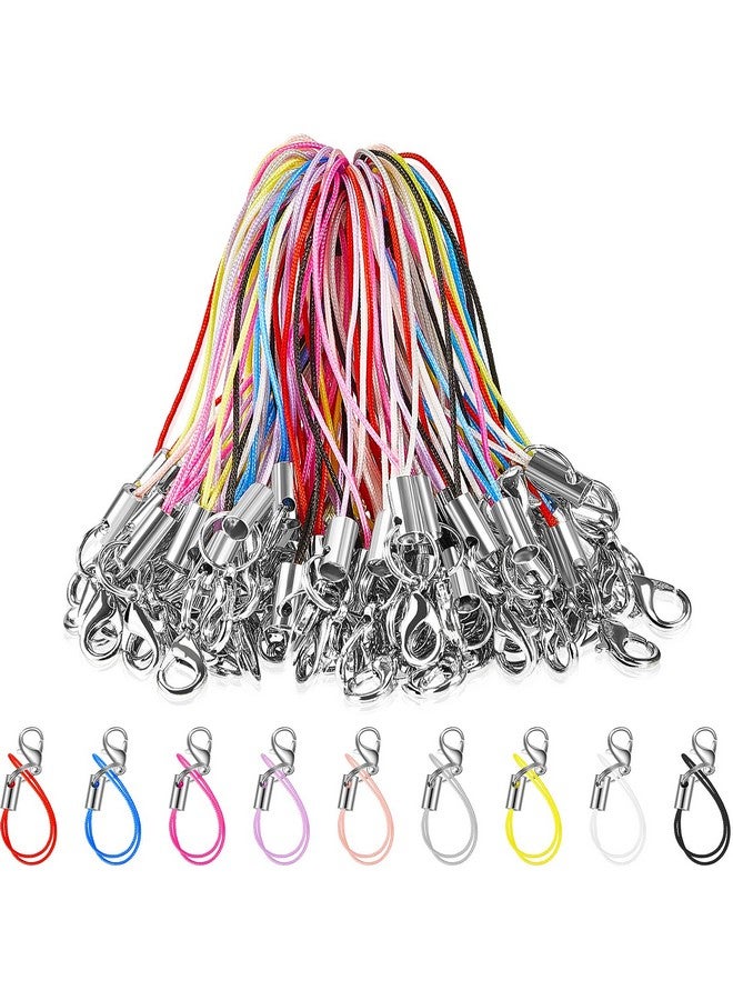 Flutesan Lobster Clasp Cords Clasp Cord Strap Charm Lariat Lanyard Mini Lariat Cord Strap For Cellphone/Usb Drive/Keychain/Diy Jewelry Or Other Handmade Jewelry Making, 9 Colors (100 Pieces) - Image 1
