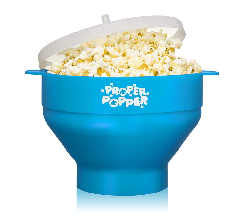 PROPER POPPER The Original Proper Popper Microwave Popcorn Popper, Silicone Popcorn Maker, Collapsible Bowl BPA Free & Dishwasher Safe - (Turquoise) - Image 1