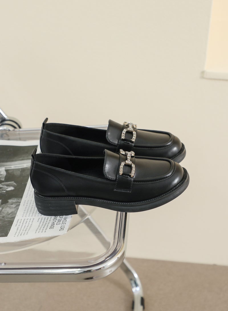 Loquat Round Toe Soft Sole Single Shoes Black 