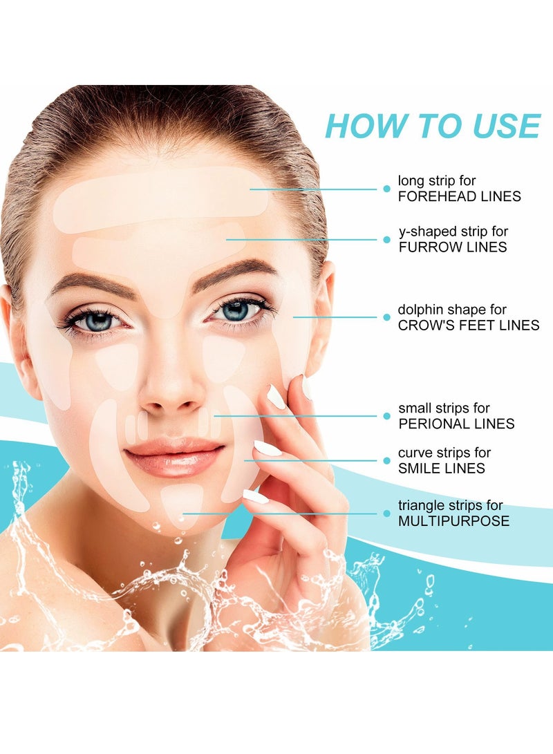 سيفودون بقع مضادة للتجاعيد ، بقع سيليكون بشريط للوجه ، 160 قطعة من بقع تجاعيد الوجه والجبهة القابلة لإعادة الاستخدام ، للتجاعيد ، تقلل من التجاعيد حول الجبهة والعينين والفم والشفة العليا - Image 2