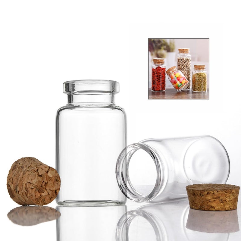 ICSTM Glass Bottles with Cork,2 Pack Empty Clear Glass Bottles Vials with Cork Stopper Storage Jars 47mm Bottle Diameter (2, IC100, Round, 100, ml/min) - Image 1