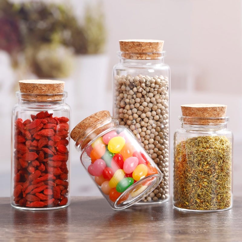 ICSTM Glass Bottles with Cork,2 Pack Empty Clear Glass Bottles Vials with Cork Stopper Storage Jars 47mm Bottle Diameter (2, IC100, Round, 100, ml/min) - Image 3