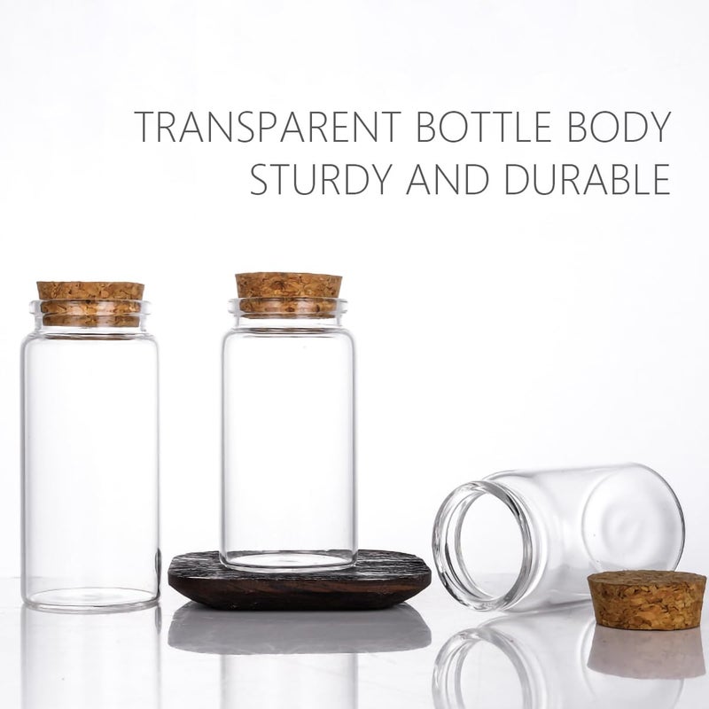 ICSTM Glass Bottles with Cork,2 Pack Empty Clear Glass Bottles Vials with Cork Stopper Storage Jars 47mm Bottle Diameter (2, IC100, Round, 100, ml/min) - Image 4