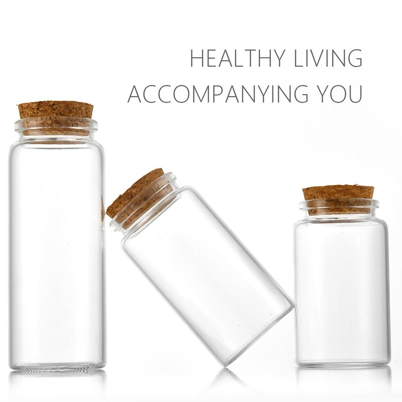 ICSTM Glass Bottles with Cork,2 Pack Empty Clear Glass Bottles Vials with Cork Stopper Storage Jars 47mm Bottle Diameter (2, IC100, Round, 100, ml/min) - Image 5