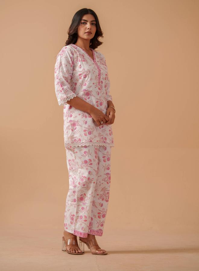 دي دبليو طقم تونيك وبنطلون قطن خالص بطبعة زهور - Image 4