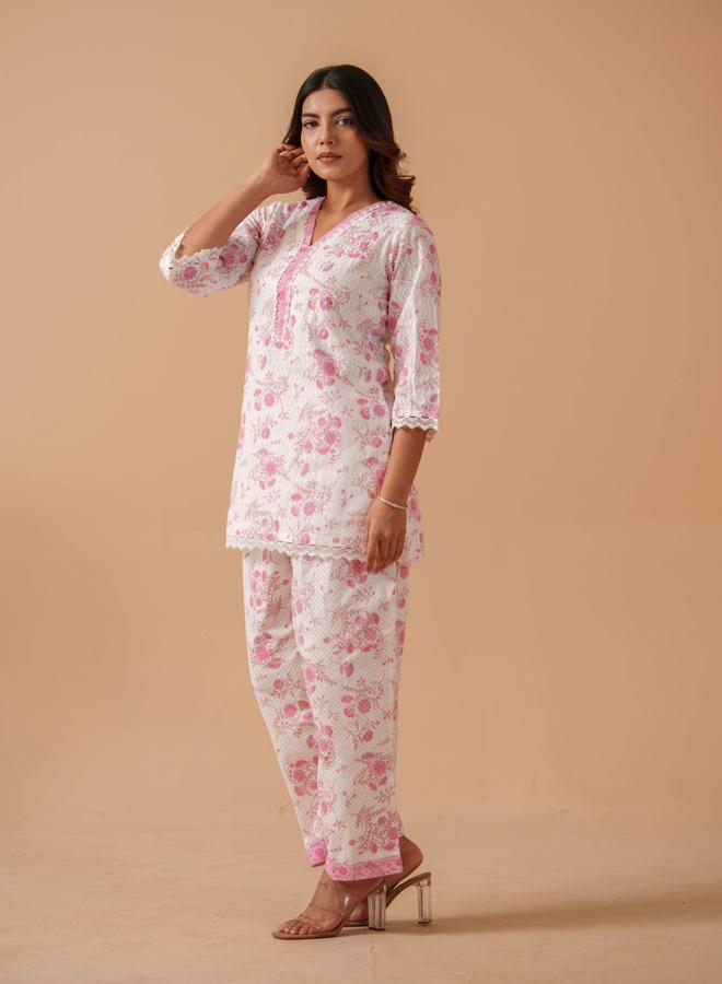 دي دبليو طقم تونيك وبنطلون قطن خالص بطبعة زهور - Image 5