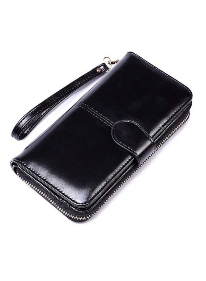 Women's Leather Wallet for everyday use- Women's Clutch with Zipper Coin Purse, Card Holder, and Certificate, Ladies Bracelet Hand Bag - Image 1