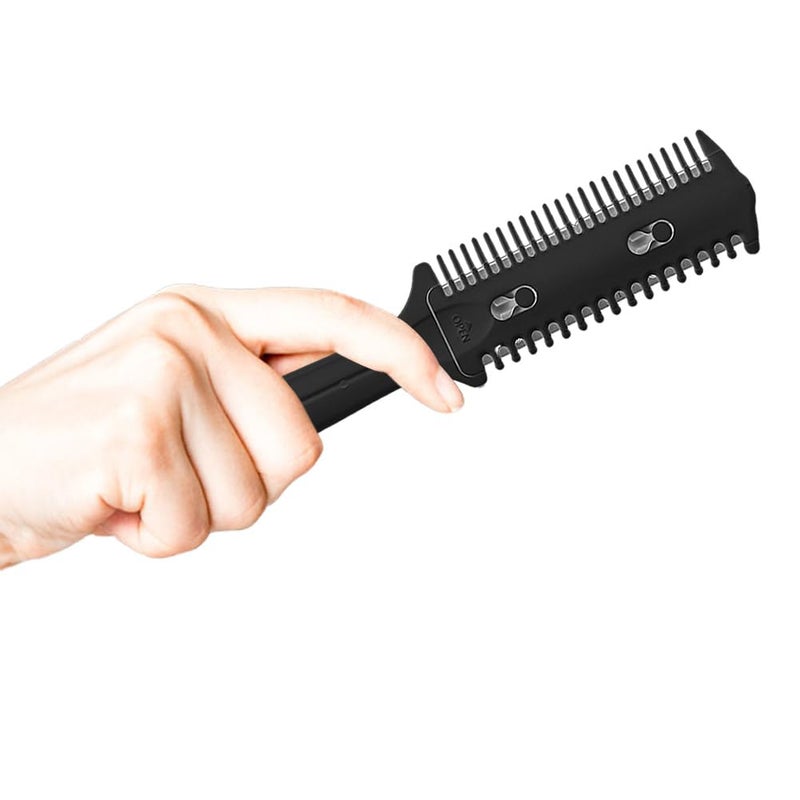 Soft N Style Soft 'N Style 3 Pack Double-Sided Hair Trimmer Comb - Split Ends Razor Styler for Thin and Thick Hair Cutting and Styling (Green, Black, Blue) - Image 3