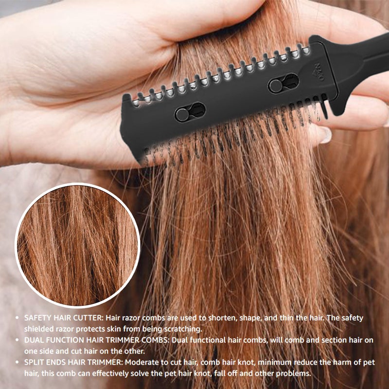 Soft N Style Soft 'N Style 3 Pack Double-Sided Hair Trimmer Comb - Split Ends Razor Styler for Thin and Thick Hair Cutting and Styling (Green, Black, Blue) - Image 4
