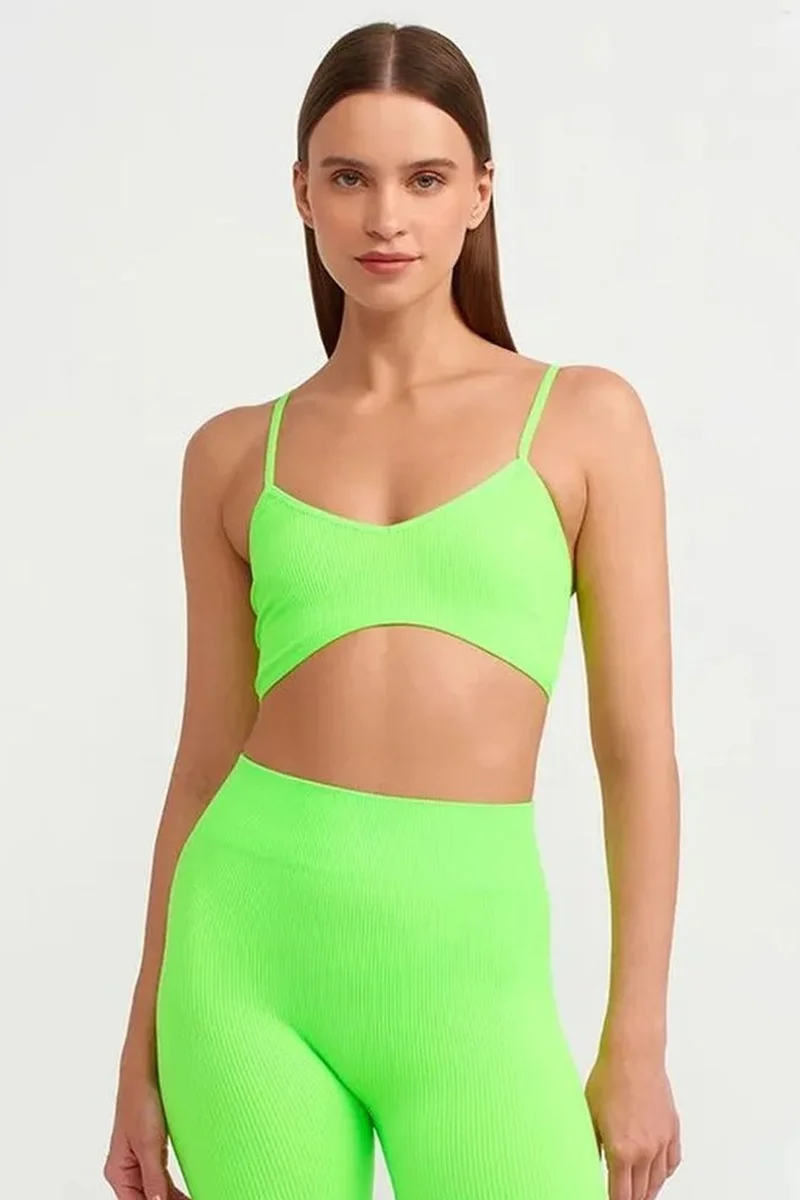 DILVIN Ribbed V-neck Crop Bralet Top