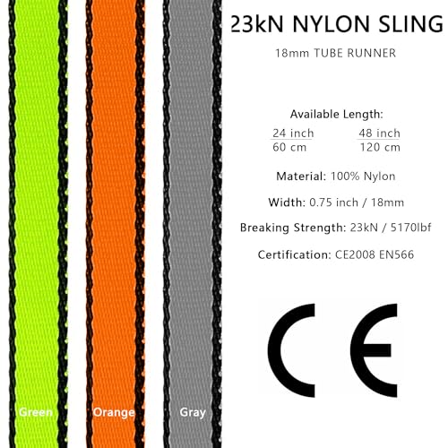 AINIKEY 18MM Nylon Climbing Sling Runner 23KN CE2008EN566 Rock Climbing Webbing Straps for Outdoor Climbing Rappelling Swing Yoga Hammock etcGreen 60cm 24inch Pack of 3 - Image 3