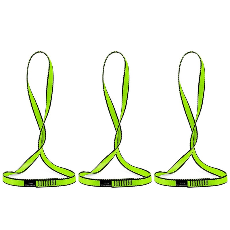 AINIKEY 18MM Nylon Climbing Sling Runner 23KN CE2008EN566 Rock Climbing Webbing Straps for Outdoor Climbing Rappelling Swing Yoga Hammock etcGreen 60cm 24inch Pack of 3 - Image 2