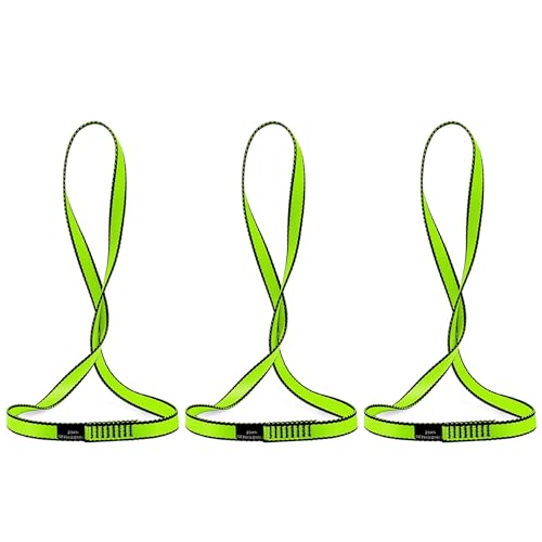 AINIKEY 18MM Nylon Climbing Sling Runner 23KN CE2008EN566 Rock Climbing Webbing Straps for Outdoor Climbing Rappelling Swing Yoga Hammock etcGreen 60cm 24inch Pack of 3 - Image 1