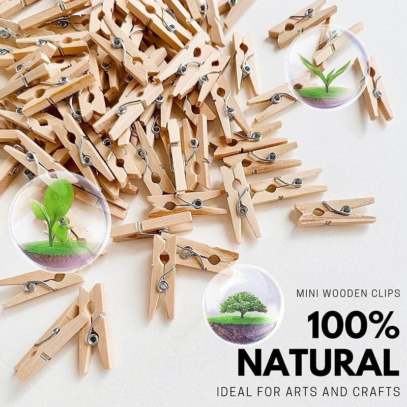 ProKitchen.Homes ProKitchen 1 Inch 25 Pcs Mini Wooden Cocktail Garnish Clothespins Clips for Crafts Tiny PegsWood Clips for Wall Hanging Pictures - Image 5