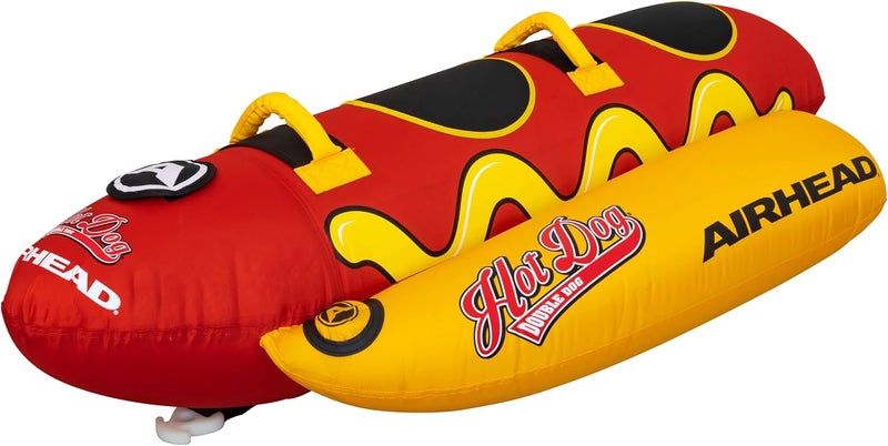 Airhead Double Dog Towable 1-2 Rider Tube for Boating and Water Sports, Double-Stitched Full Nylon Cover, EVA Padding & Padded Handles for Comfort - Image 1
