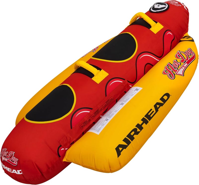 Airhead Double Dog Towable 1-2 Rider Tube for Boating and Water Sports, Double-Stitched Full Nylon Cover, EVA Padding & Padded Handles for Comfort - Image 2