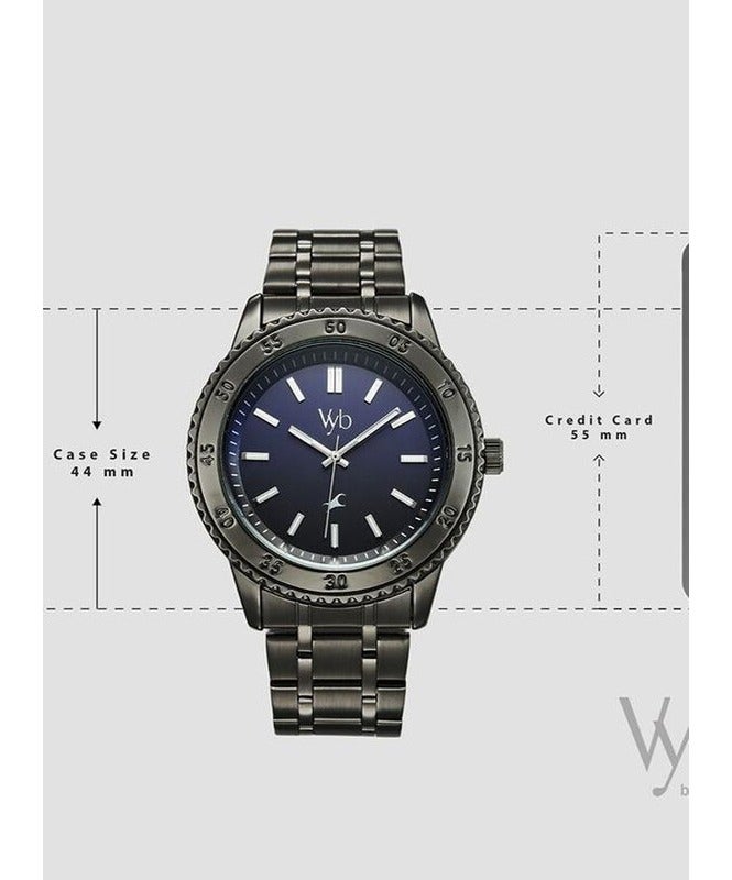 Fastrack Vyb Quest By Titan Quartz Analog Blue Dial Grey Stainless Steel Strap Watch For Men fv30036qm01w - Image 3