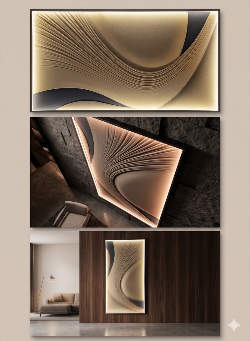 Illuminated crystal porcelain wall art with an aluminum frame (length) 100cm (width) 50cm - Image 4