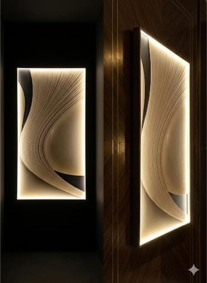 Illuminated crystal porcelain wall art with an aluminum frame (length) 100cm (width) 50cm - Image 3