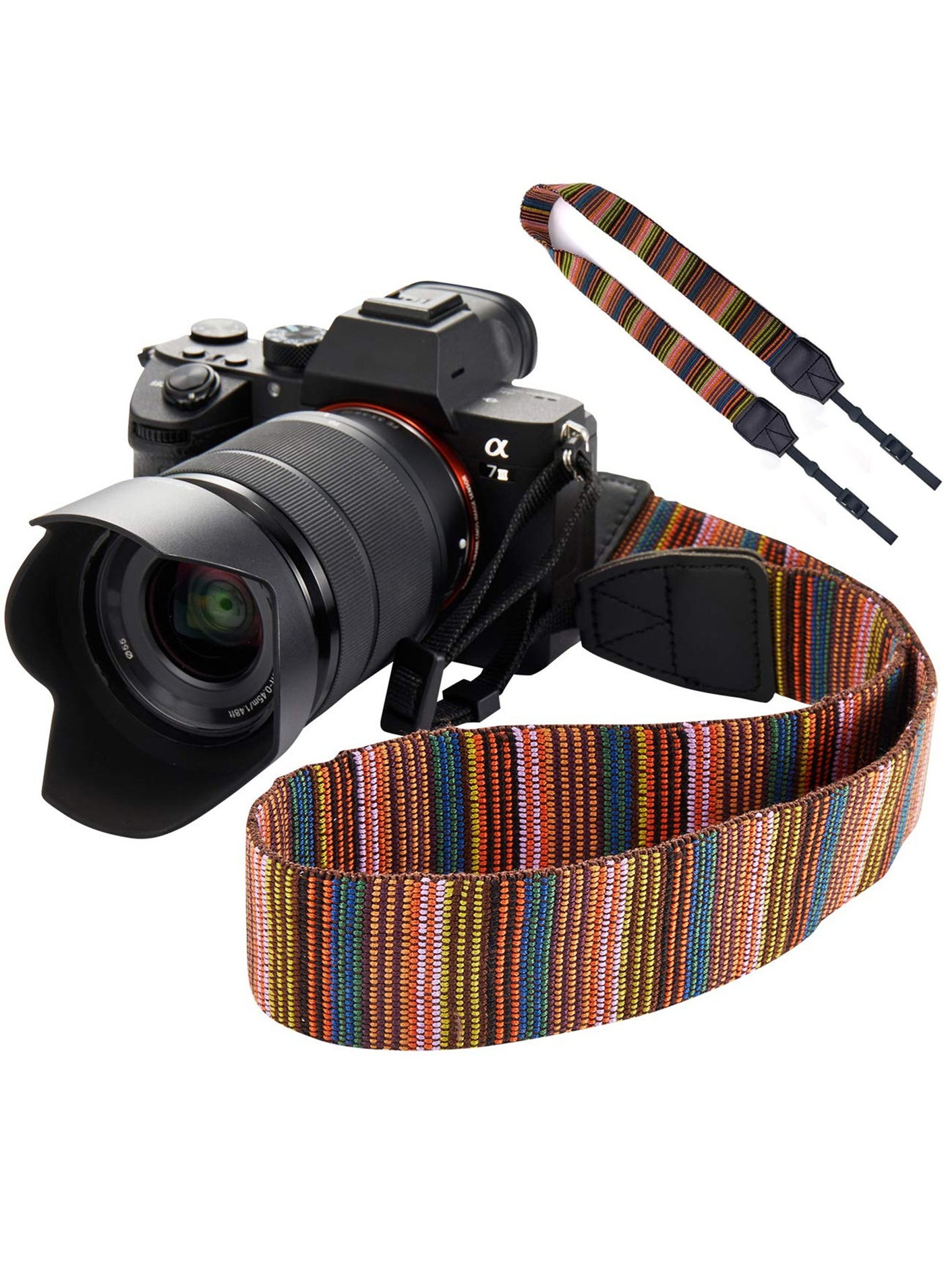 سانموجيد Sanmugeed Camera Neck Strap Adjustable Cotton Leather Shoulder Belt Weave Holder