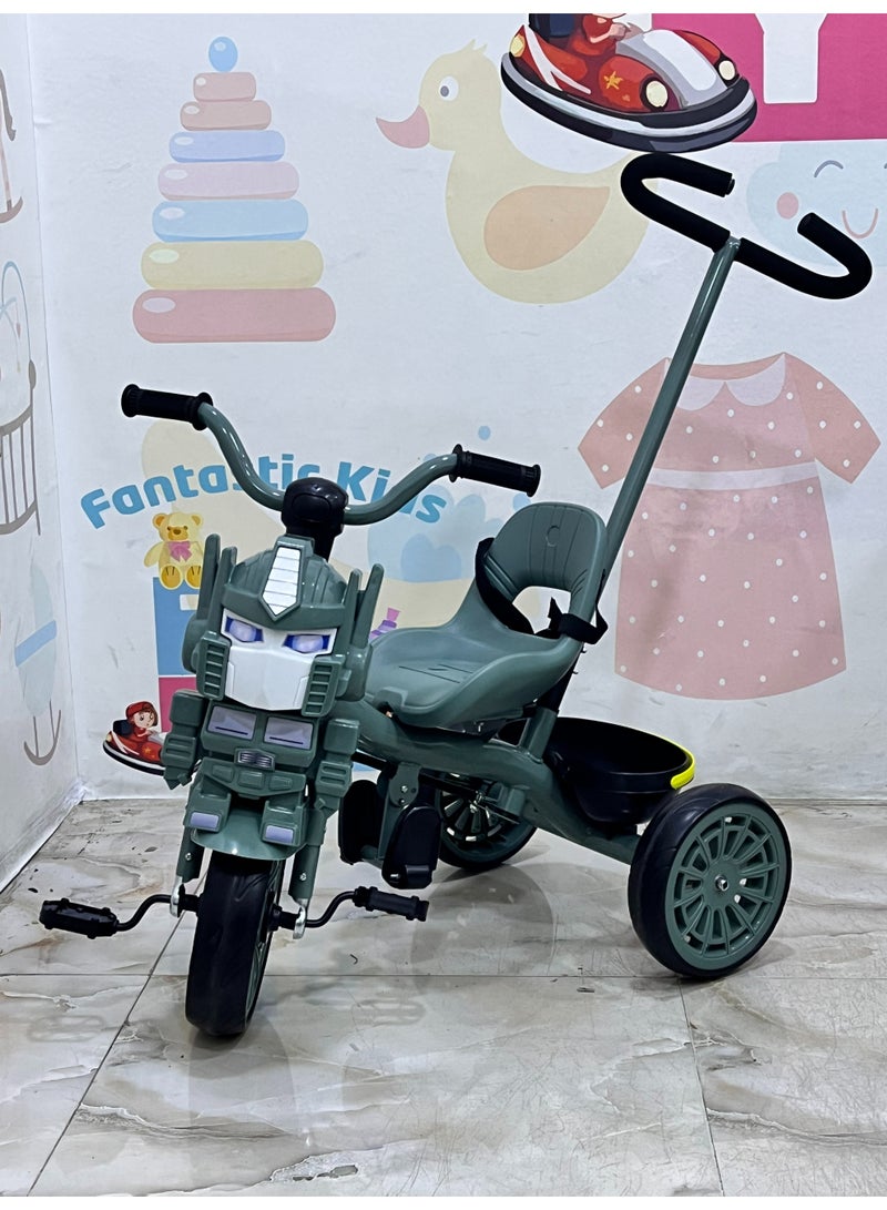 Kids Transformer-Themed Tricycle with Parent Push Handle & Safety Seat – Toddler Ride-On Toy with Storage Basket  - Image 2