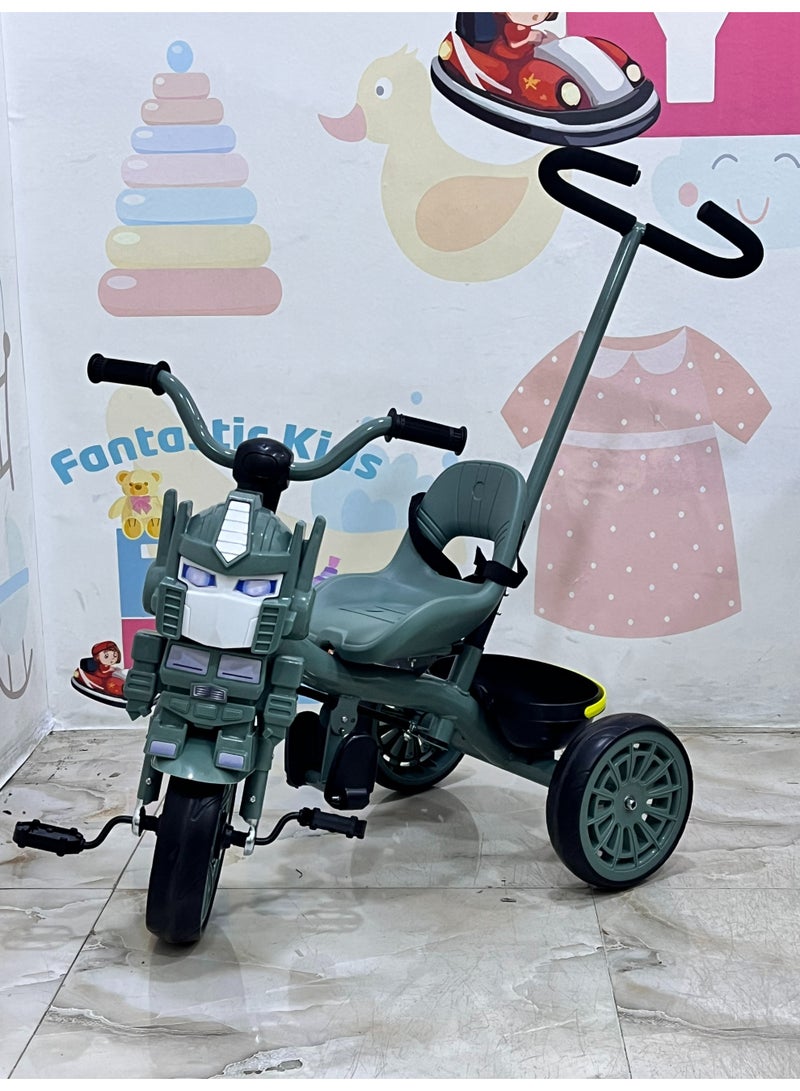 Kids Transformer-Themed Tricycle with Parent Push Handle & Safety Seat – Toddler Ride-On Toy with Storage Basket  - Image 3