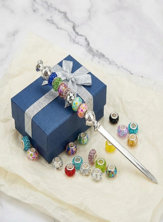 Woerma 5 Pcs Beaded Letter Opener Envelope Stainless Steel Letter Openers with 30 Assorted Large Hole Beads for DIY Office Supplies Gift (Silver) - Image 4