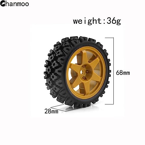 Chanmoo 110 RC On Road Tires Rubber Rally Tyres and Wheels Rims 12mm Hex for 110 Scale RC Racing Drift Car HPI KYOSHO Tamiya XV01 XV02 TA06 TT01 TT02 PTG2 144001 A959 4PCS - Image 5