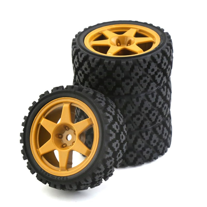Chanmoo 110 RC On Road Tires Rubber Rally Tyres and Wheels Rims 12mm Hex for 110 Scale RC Racing Drift Car HPI KYOSHO Tamiya XV01 XV02 TA06 TT01 TT02 PTG2 144001 A959 4PCS - Image 2