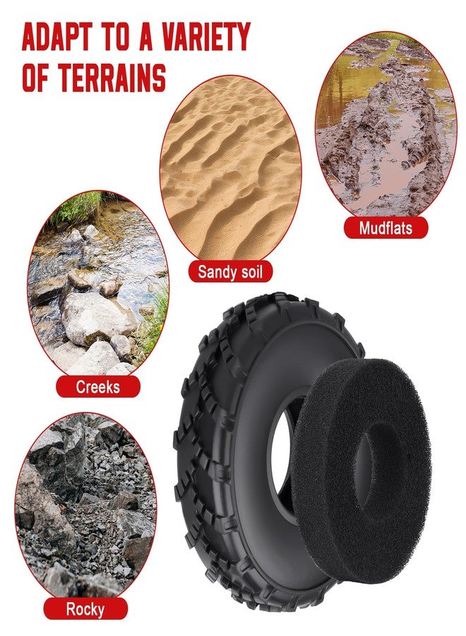 هوبي بارك عجلات HobbyPark 1.0 Beadlock وإطارات لاصقة 1.0 مقاس 62x21 مم، إطارات طينية ناعمة لسيارات الزحف التي تعمل بالتحكم عن بعد بمقياس 1/24، متوافقة مع AX24 وSCX24 وFCX24 وEnduro24، مجموعة من 4 عجلات (حواف بستة أضلاع). - Image 4