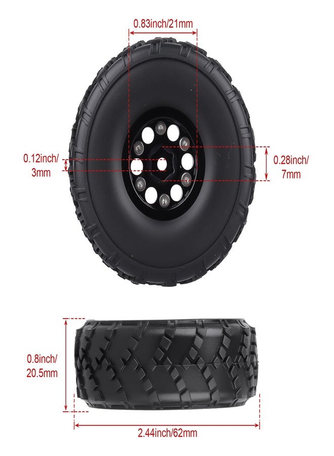 هوبي بارك عجلات HobbyPark 1.0 Beadlock وإطارات لاصقة 1.0 مقاس 62x21 مم، إطارات طينية ناعمة لسيارات الزحف التي تعمل بالتحكم عن بعد بمقياس 1/24، متوافقة مع AX24 وSCX24 وFCX24 وEnduro24، مجموعة من 4 عجلات (حواف بستة أضلاع). - Image 2