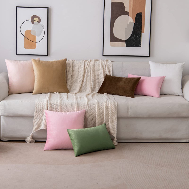 EMEMA Pack of 2 Velvet Throw Pillow Covers Decorative Square Pillowcase Soft Solid Cushion Case for Sofa Bedroom Chair Car 24x24 Inch Moss Green - Image 5