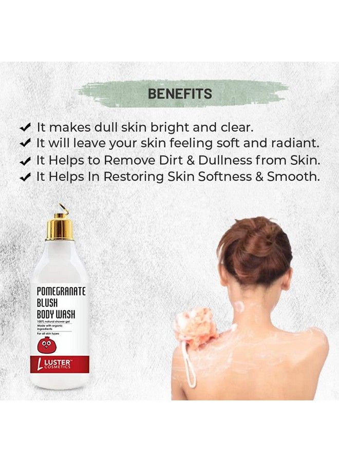 LUSTER Cosmetics Pomegranate Blush Body Wash; Made With Organic Ingredients ; For Brighter & Glowing Skin ; Paraben & Sulfate Free 300Ml - Image 4