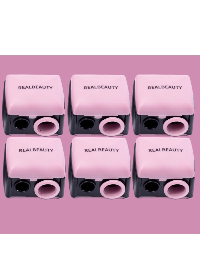 REAL BEAUTY 6 Pieces Real Beauty Sharpener For Girls New Shape Dual Use Can Be Used For Highlights And Limiters  - Image 1