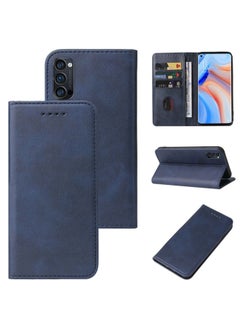 HuHa Case Cover For OPPO Reno4 Pro 5G Magnetic Closure Leather Phone Case Blue 