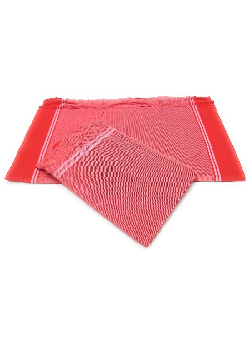 DESI DHANG Kasi Red Towel 100 Cotton Kashi Red Size34x70 Pack of 2 Piece