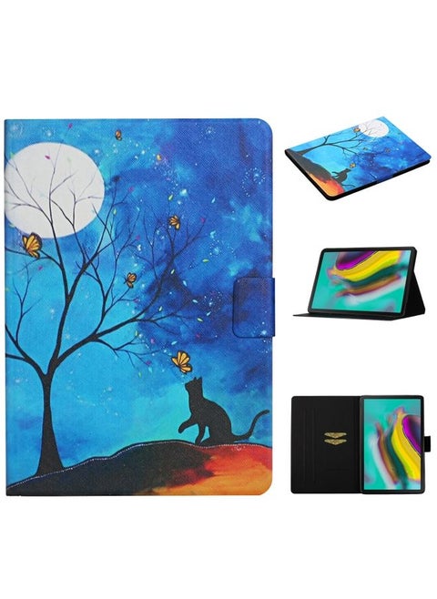 Case Cover For Samsung Galaxy Tab S6 T860/T865 Colored Drawing Pattern Horizontal Flip Leather Case with Holder & Card Slots & Sleep / Wake-up Function Moonlight Cat