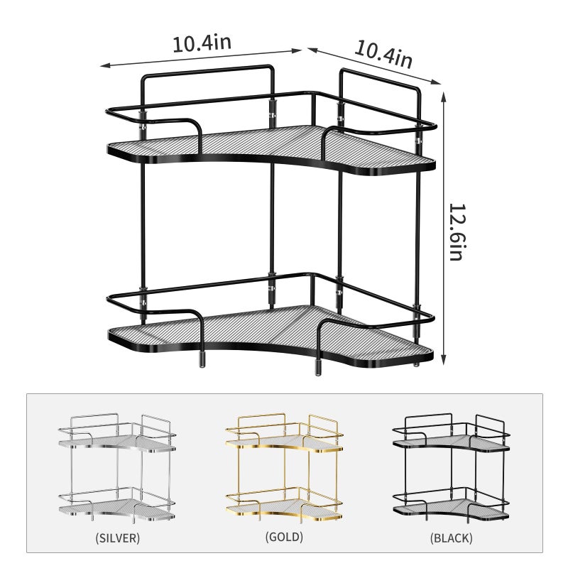Seoneiro 2 Tier Corner Bathroom Counter Organizer  Cosmetic Skincare Organizer  Bathroom Countertop Perfume Tray Vanity Organizer  Kitchen Spice Corner Storage Shelf - Image 3